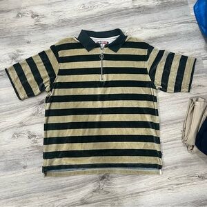 Urban Outfitters Velvet Green/Tan Zipper Polo (Medium)